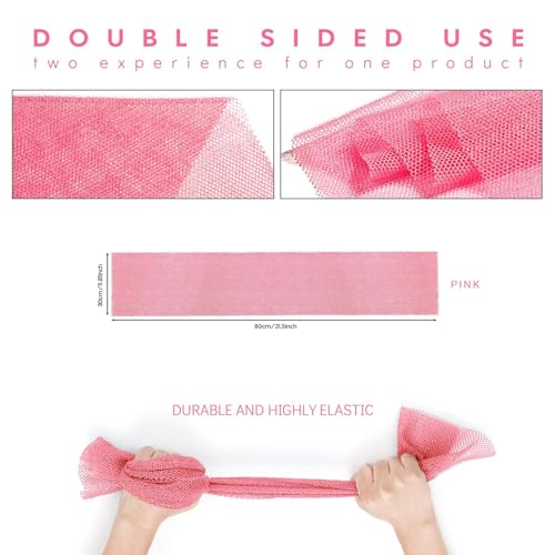 UJFQBH African Net Sponge African Net Long Net Bath Sponge Exfoliating Shower Body Scrubber Back Scrubber Skin Smoother,Great for Daily Use (Pink) - Image 3
