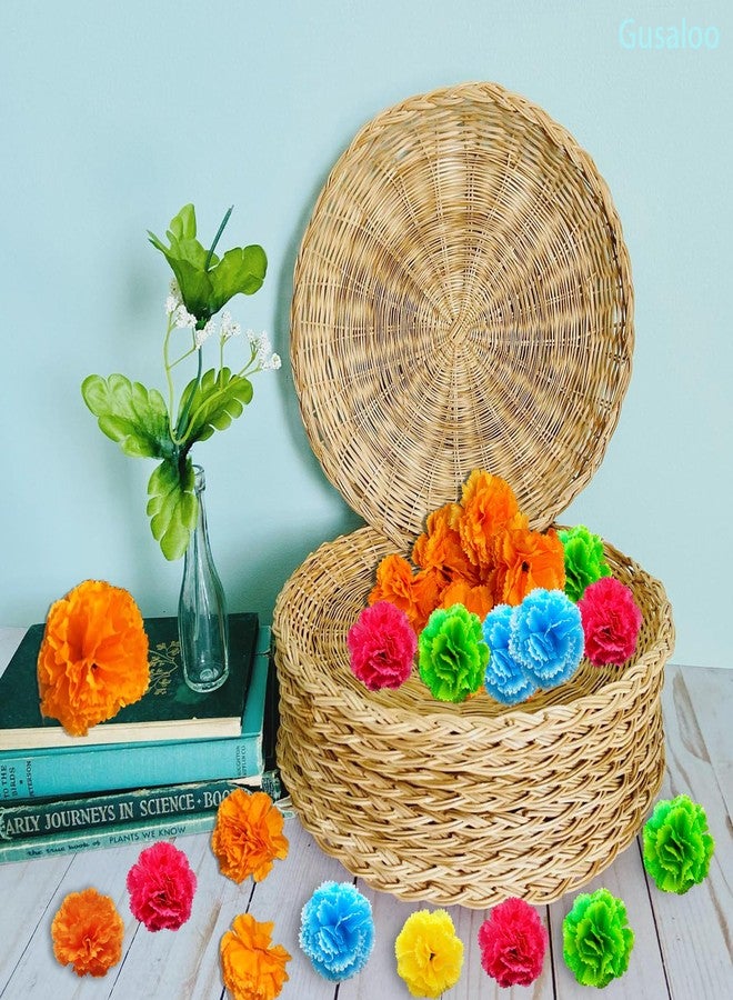 Gusaloo Marigold Flower Heads 50 pcs Halloween Faux Marigold Flower Day of The Dead Decoration for Mexican Party Cinco de Mayo Wedding Party Diwali Home Decor Dia De Los Muertos Decor - Image 3