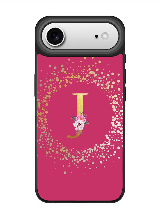 Stylizedd iPhone Air Case, [Compatible with MagSafe] Slim Magnetic cover Phone Case iPhone Air -Custom Monogram Floral - J ( Deep Pink ) - Image 1