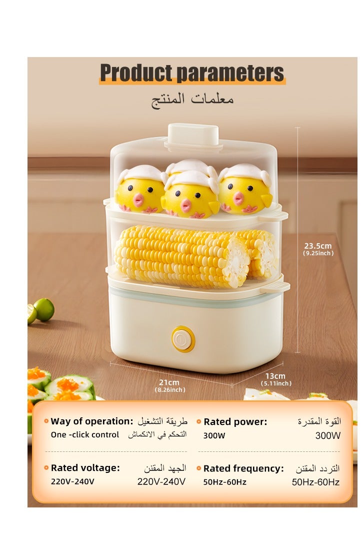  كاو جهاز طهي البيض السريع بالبخار، صانع إفطار كهربائي مزدوج الطبقات مع إيقاف تشغيل تلقائي، سعة 12 بيضة، مناسب للبيض المسلوق والذرة المطهوة على البخار والكعك والبيلاف والوجبات الخفيفة والحلوى والمزيد - Image 4