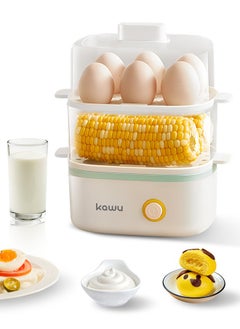Kawu Rapid Egg Cooker Boiler Food Steamer, Double-Layer Electric Breakfast Maker with Automatic Shut Off,12 Egg Capacity, Suitable for Boiled Egg, Steamed Corn, Bun, Pilaf, Snack, Dessert and More  - Image 1