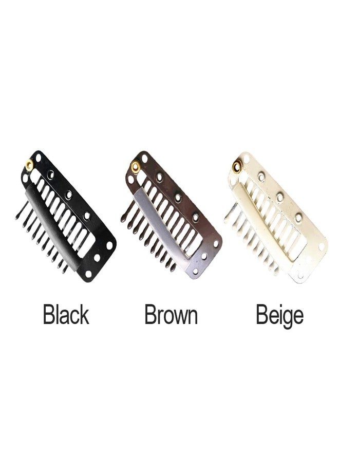 Trasylph 10pcs Chunni Clips With Safety Pins, 10-Teeth Hair Extension Snap Clip, Invisible Strong Wig Comb to Secure Headscarf, Dupatta Clips for Girls Women (Black) - Image 3