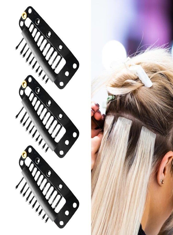 Trasylph 10pcs Chunni Clips With Safety Pins, 10-Teeth Hair Extension Snap Clip, Invisible Strong Wig Comb to Secure Headscarf, Dupatta Clips for Girls Women (Black) - Image 5