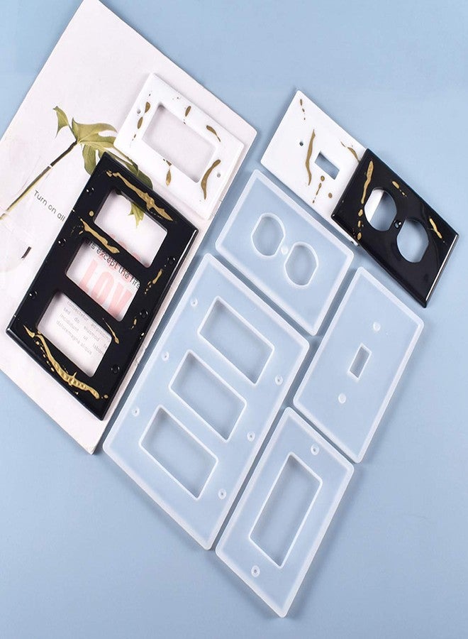 Moukiween 6Pcs Light Switch Cover Resin Molds, Switch Plate Silicone Molds Standard Switch Socket Panel Epoxy Molds for DIY Decorative Wall Plate Mold Crafts Making Home Décor - Image 3