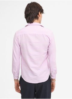 Campus Sutra Men's Lilac Chevron-Textured Shirt  - Image 5