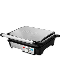 Ufesa Grill, 2200 W, Non-Stick Plates, 180° Plate Openings, Temperature Regulator, Grease Tray, Cold Touch Handles, Silver/Black-PR2000  - Image 1