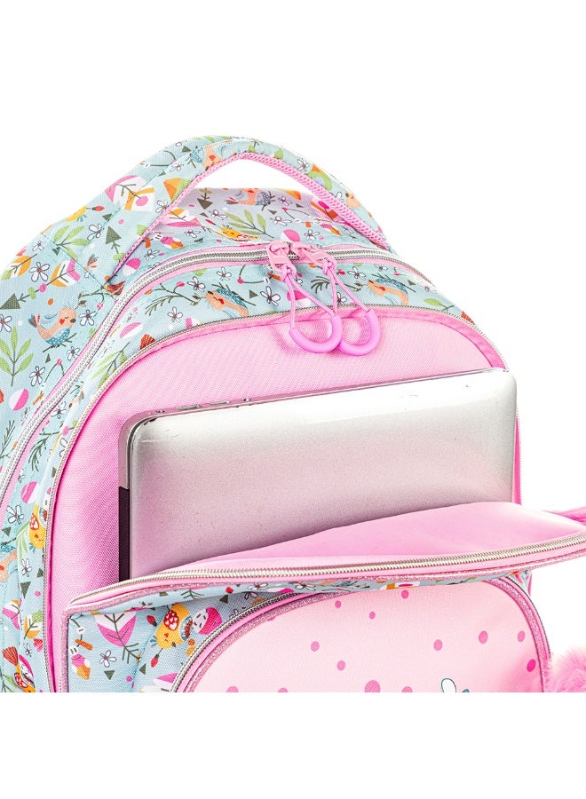 Eazy Kids Eazy Kids 17" School Bag Set of 3 w/ 4 Wheel Trolley, Pencil Pouch - Love Pink - Image 5