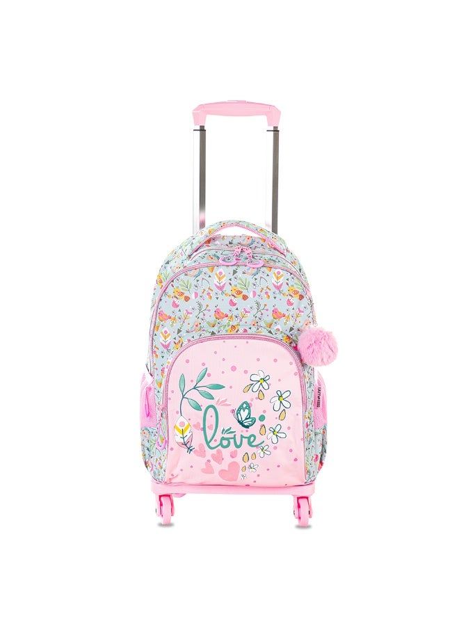 Eazy Kids Eazy Kids 17" School Bag Set of 3 w/ 4 Wheel Trolley, Pencil Pouch - Love Pink - Image 2