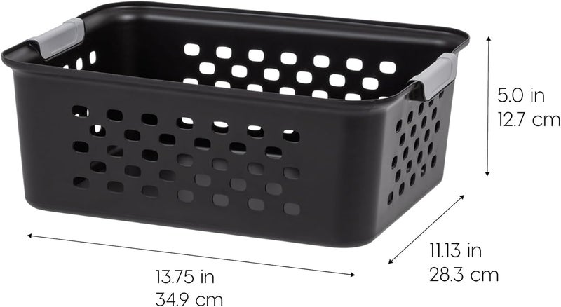 IrisUSA Plastic Storage Baskets, 6-Pack, Made in USA, Shelf Baskets Small Baskets Organizing Bins For Pantry Countertops Closet Shelves Laundry Room Office, Muti-Purpose, Nestable, Easy Carry, Black - Image 4