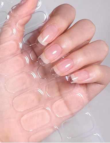 Wahrshei Semi Cured Gel Nail Strips 20pcs Gel Nail Stickers UV Wraps for Home Manirue DIY Clear - Image 1
