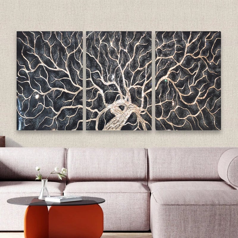 Marktna Three luxurious modern-designed canvas prints with a hollow frame, measuring (150×70), three pieces - Image 1