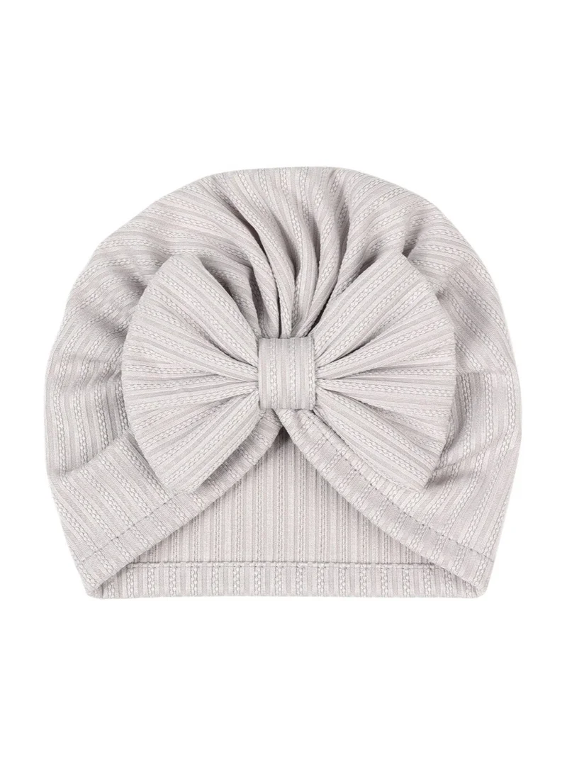 Bambimici Babybow Turban Hat And Mittens Gray
