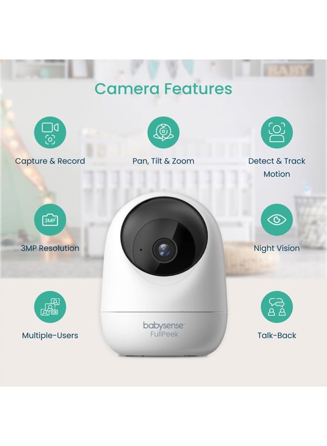 Babysense 2Peek Video Baby Monitor, WiFi Security Camera with Auto Tracking (2Pcs), 3MP Super HD, Intelligent Motion & Sound Detection, Night Vision, Private Hidden Lens Mode, Supports SD Card - Image 4