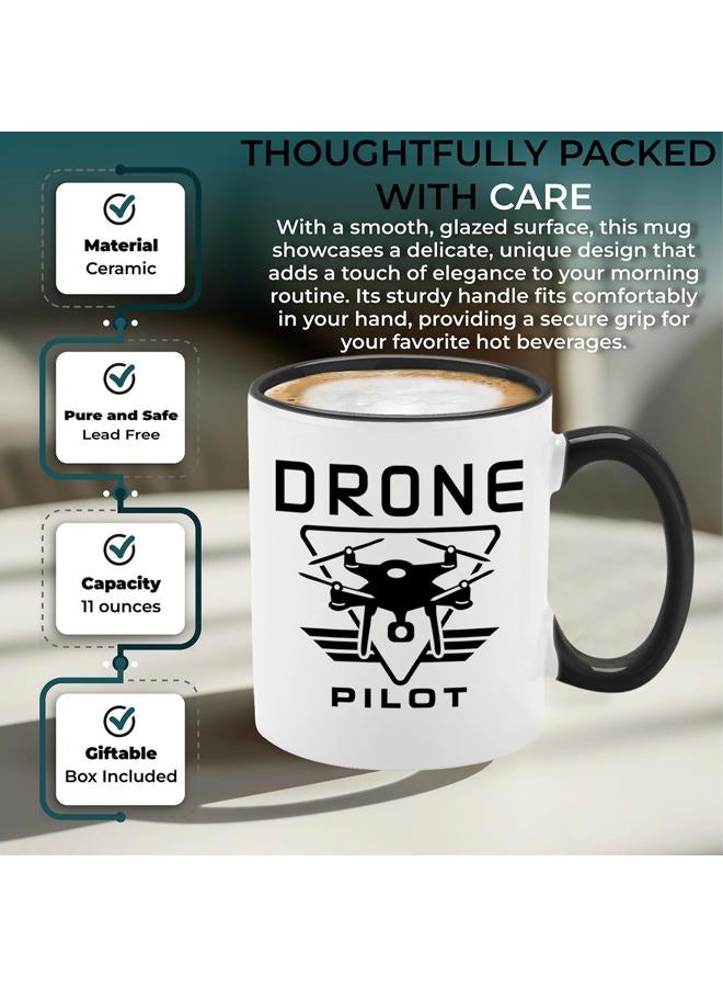 Shop4ever Drone Pilot Funny Tech Guru Gift Ceramic Coffee Mug Tea Cup 11 oz. (Black Handle) - Image 5