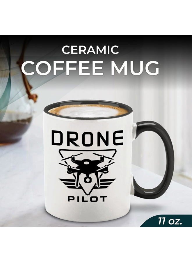 Shop4ever Drone Pilot Funny Tech Guru Gift Ceramic Coffee Mug Tea Cup 11 oz. (Black Handle) - Image 2
