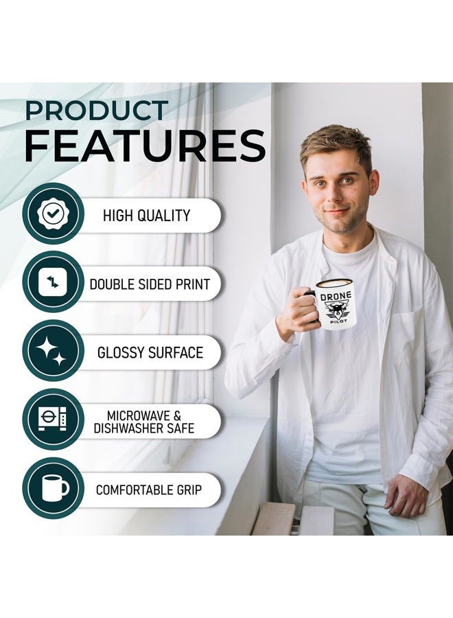 Shop4ever Drone Pilot Funny Tech Guru Gift Ceramic Coffee Mug Tea Cup 11 oz. (Black Handle) - Image 4