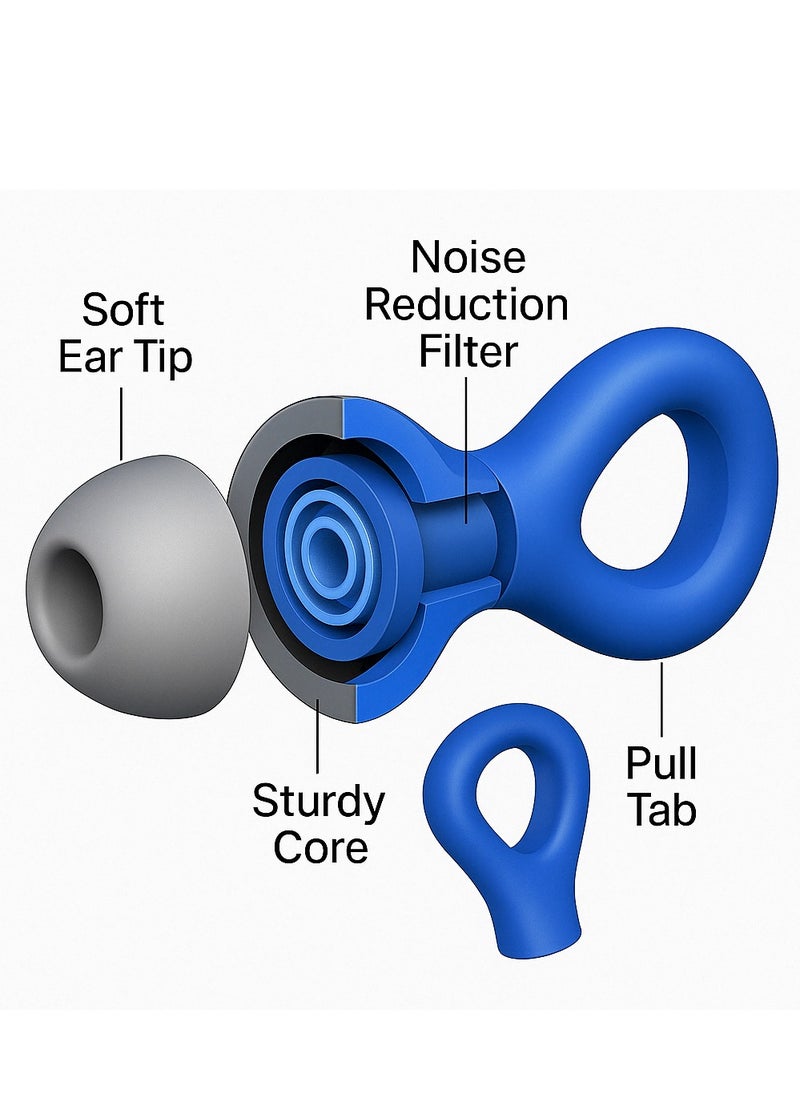 Universal Size Waterproof Silicone Noise-Canceling Earplugs for Swimming, Sleep, and Hearing Protection – Reusable and Comfortable,Painless Sensation and Not Easily Detached(Blue)