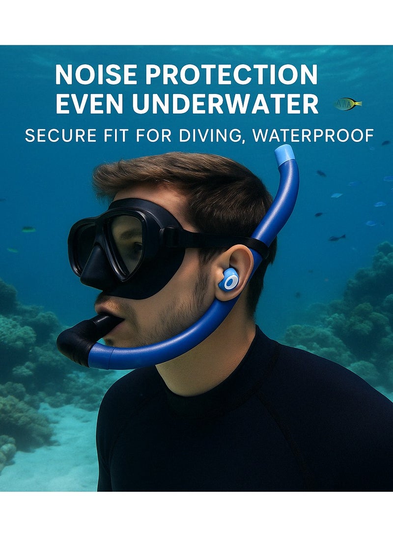 Universal Size Waterproof Silicone Noise-Canceling Earplugs for Swimming, Sleep, and Hearing Protection – Reusable and Comfortable,Painless Sensation and Not Easily Detached(Blue)