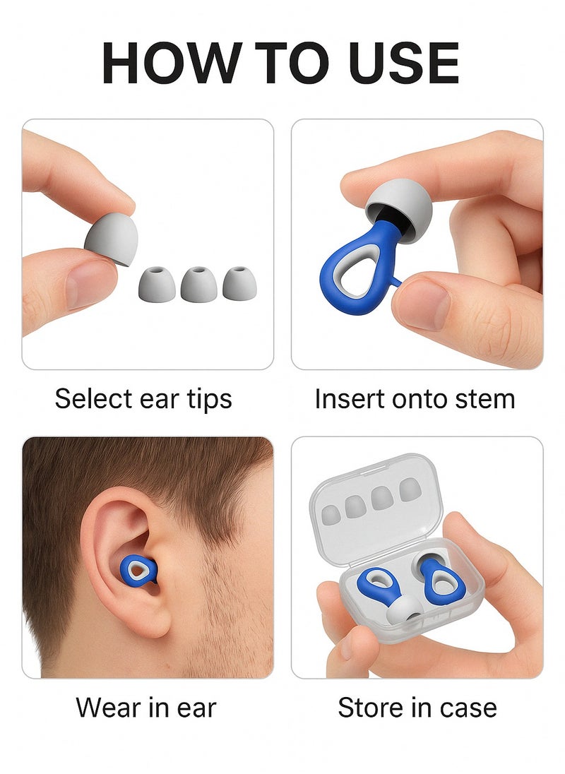 Universal Size Waterproof Silicone Noise-Canceling Earplugs for Swimming, Sleep, and Hearing Protection – Reusable and Comfortable,Painless Sensation and Not Easily Detached(Blue)