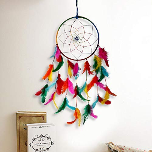 Dreamcatcher Handmade Colorful Feather Fill Delicate Dreamcatcher ~ Hanging Dreamcatchers, Garden, Car, Outdoor, Bedroom Pack Of 1 (Dc16Cm-Multicolor) - Image 1