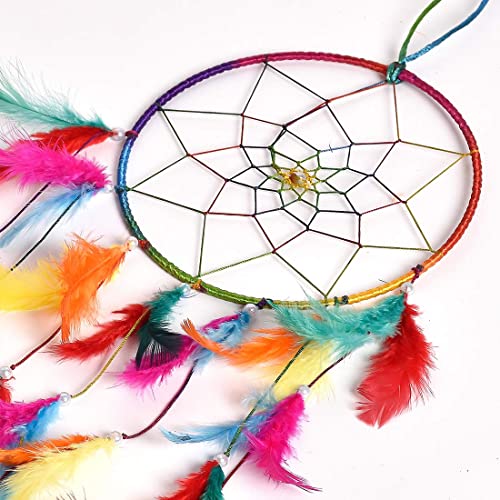 Dreamcatcher Handmade Colorful Feather Fill Delicate Dreamcatcher ~ Hanging Dreamcatchers, Garden, Car, Outdoor, Bedroom Pack Of 1 (Dc16Cm-Multicolor) - Image 4