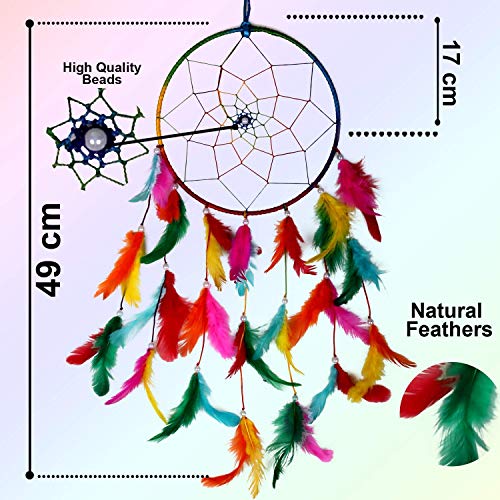 Dreamcatcher Handmade Colorful Feather Fill Delicate Dreamcatcher ~ Hanging Dreamcatchers, Garden, Car, Outdoor, Bedroom Pack Of 1 (Dc16Cm-Multicolor) - Image 2