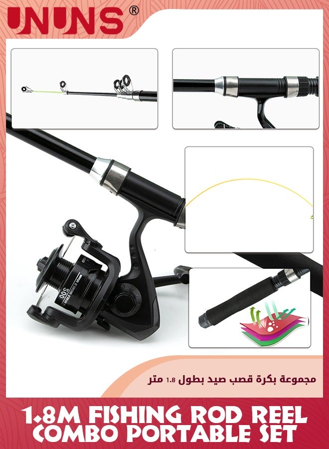 UNUNS Fishing Pole,Portable Fishing Rod,1.8M Carbon Fiber Telescopic Fishing Rod Set,Fishing Carrier Bag,Fishing Reel And Lines,Complete Saltwater Freshwater Fishing Gear For Fisherman Fishing Enthusiast - Image 5