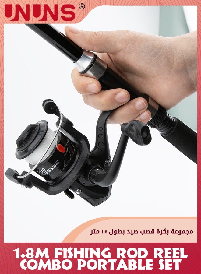 UNUNS Fishing Pole,Portable Fishing Rod,1.8M Carbon Fiber Telescopic Fishing Rod Set,Fishing Carrier Bag,Fishing Reel And Lines,Complete Saltwater Freshwater Fishing Gear For Fisherman Fishing Enthusiast - Image 2