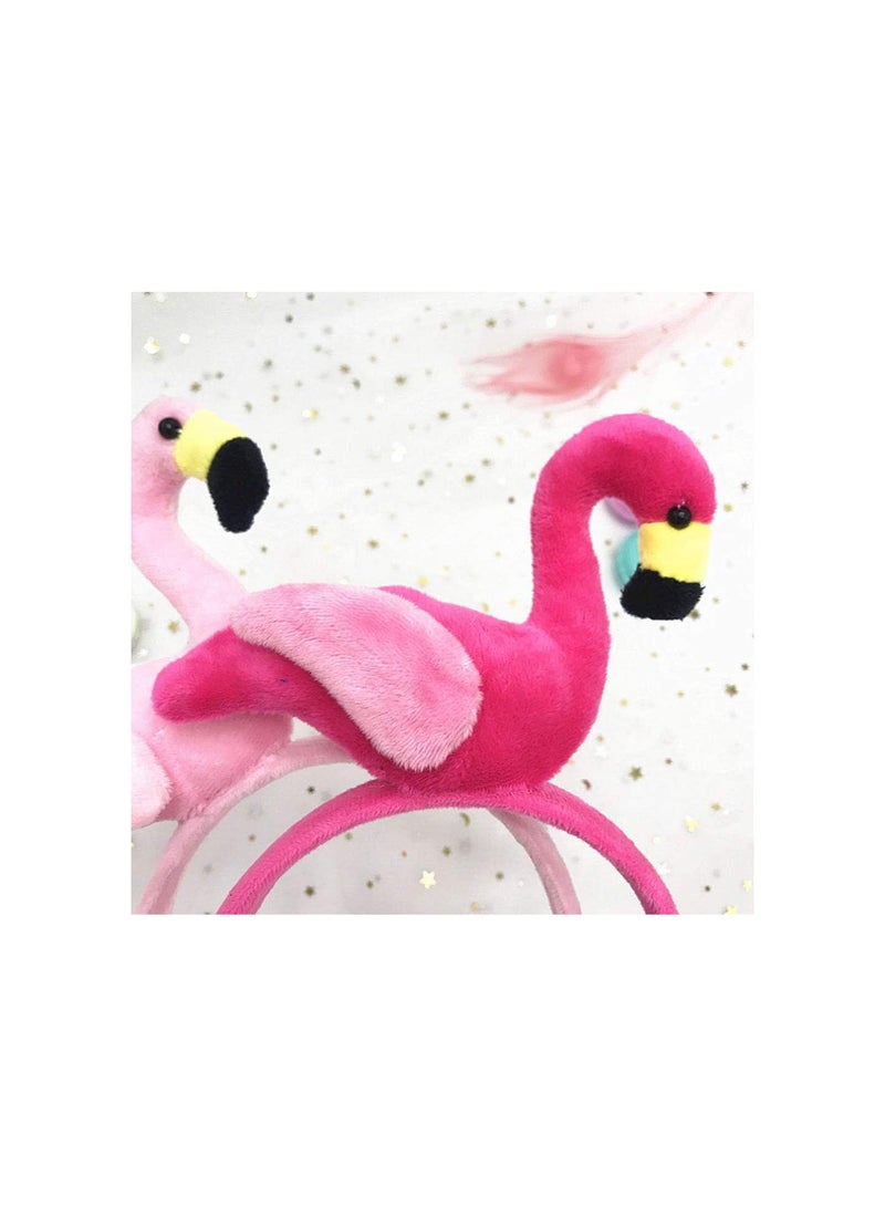 GGOOT 2pcs Flamingo Headband, Pink and Rose Red Hair Hoops Cute Flamingo Head Hair Hoops for Hawaii Party Supplies  - Image 2