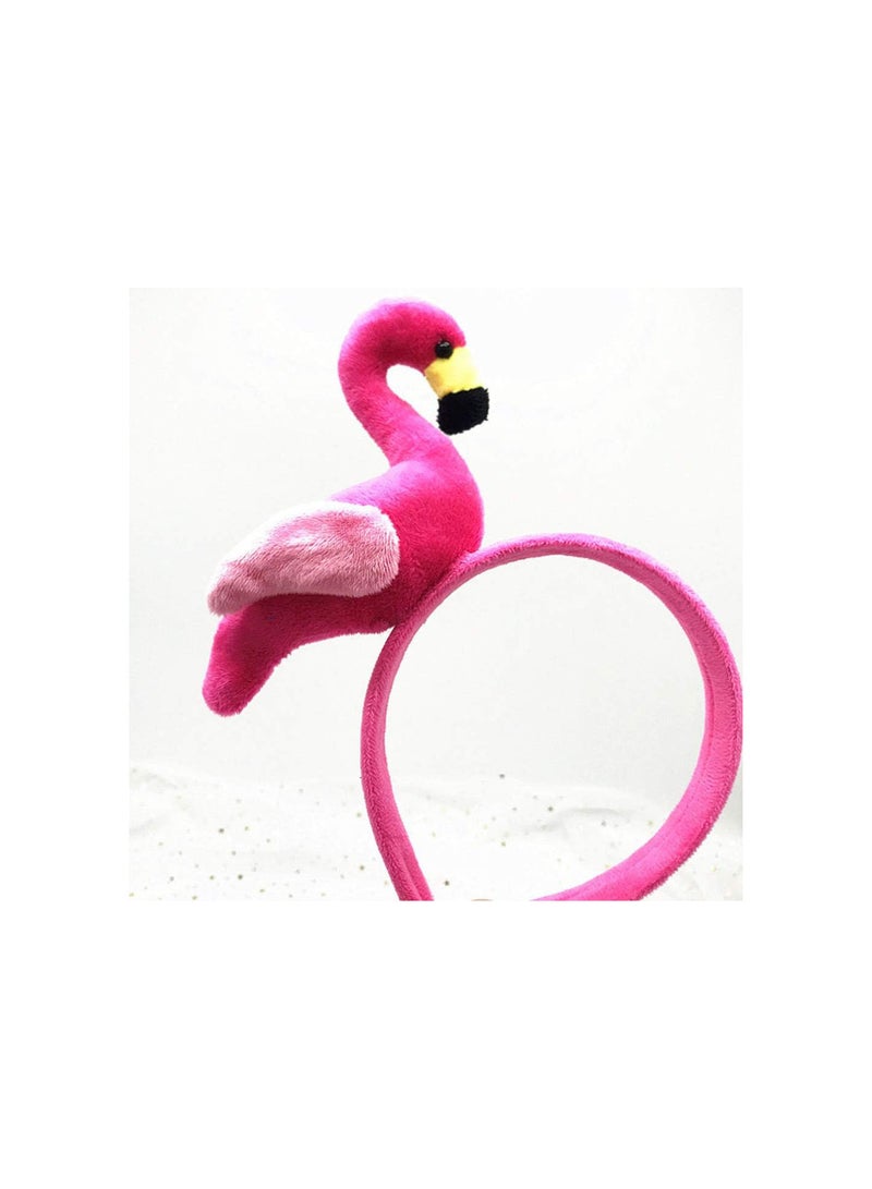 GGOOT 2pcs Flamingo Headband, Pink and Rose Red Hair Hoops Cute Flamingo Head Hair Hoops for Hawaii Party Supplies  - Image 3