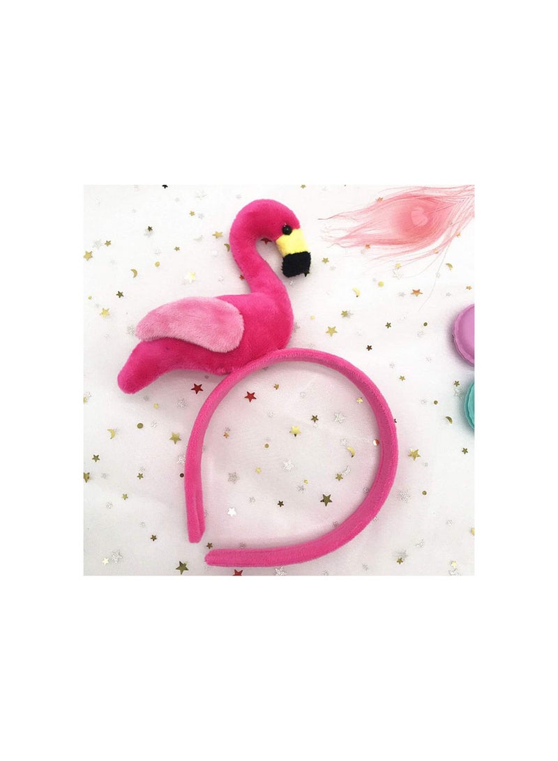 GGOOT 2pcs Flamingo Headband, Pink and Rose Red Hair Hoops Cute Flamingo Head Hair Hoops for Hawaii Party Supplies  - Image 4