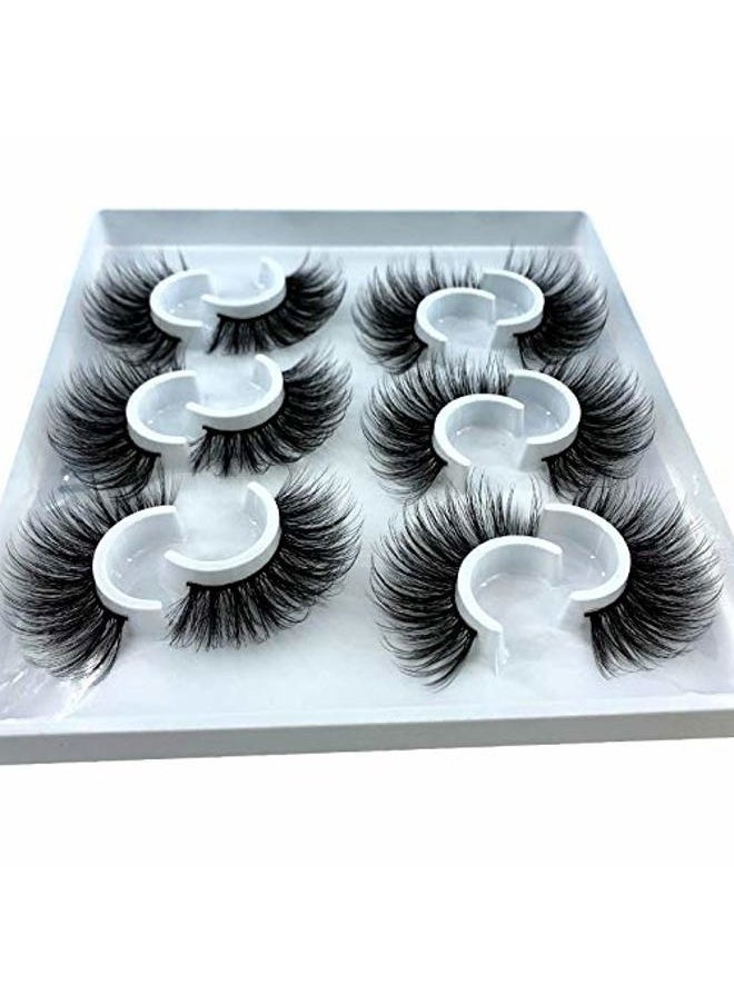 HBZGTLAD - 6 Pairs Fluffy False Eyelashes Natural Faux Mink Strip 3D Lashes Pack (MDF-13) - Image 1