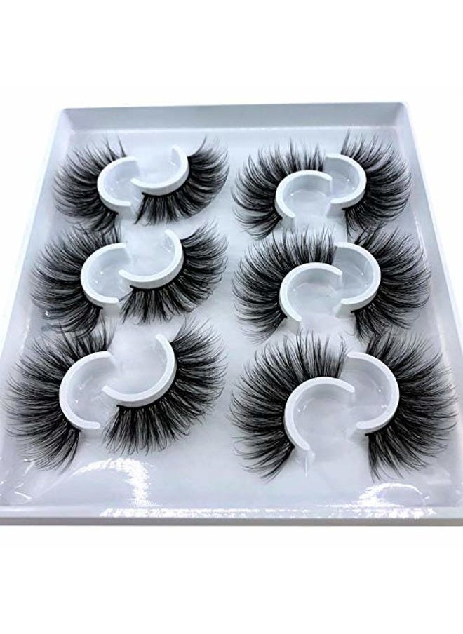 HBZGTLAD - 6 Pairs Fluffy False Eyelashes Natural Faux Mink Strip 3D Lashes Pack (MDF-13) - Image 1
