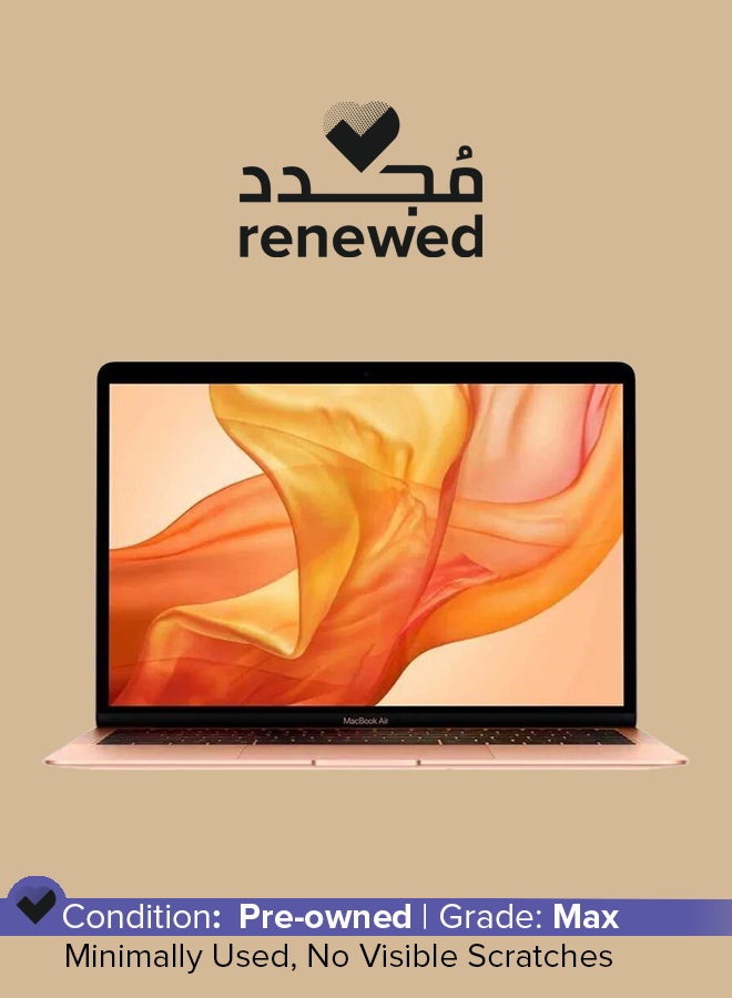 ابل  مجدد - لابتوب ماك بوك إير MREF2 (2018) بشاشة 13.3 بوصة، مع معالج إنتل كور i5/الجيل السابع/ذاكرة RAM 8GB/قرص SSD سعة 256GB/ماك أو إس إنجليزي ذهبي - Image 1