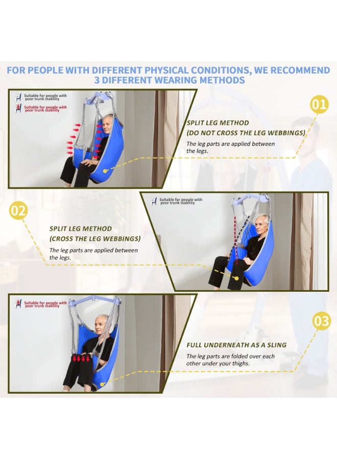 Ehucon Patient Lift Divided Leg Sling with Lower Back, Patient Lift Sling for Transfer and Positioning and Lifting, 230KG Weight Capacity - Image 5