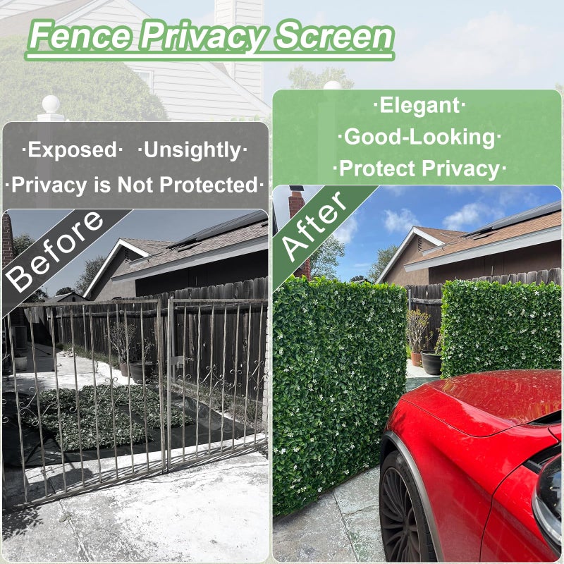 Luyue 6pcs Artificial Grass Wall Panels 20â€Ã—20â€ Greenery Wall Backdrop Boxwood Panels Green Leaf Hedge Panel Grass Backdrop for Home Decor Indoor Greenery Fence Privacy Screen for Outdoor Garden Balcony - Image 4