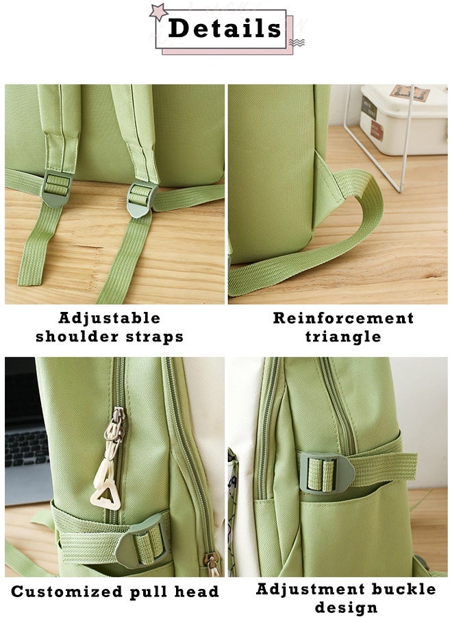 4Pcs School Backpack, School Bags Set Backpacks with Pendant Lunch Bag, Pencil Case, Handbag for Teen Girls School Backpack Canvas Bag Adult Backpack Set (Purple)  - Image 5