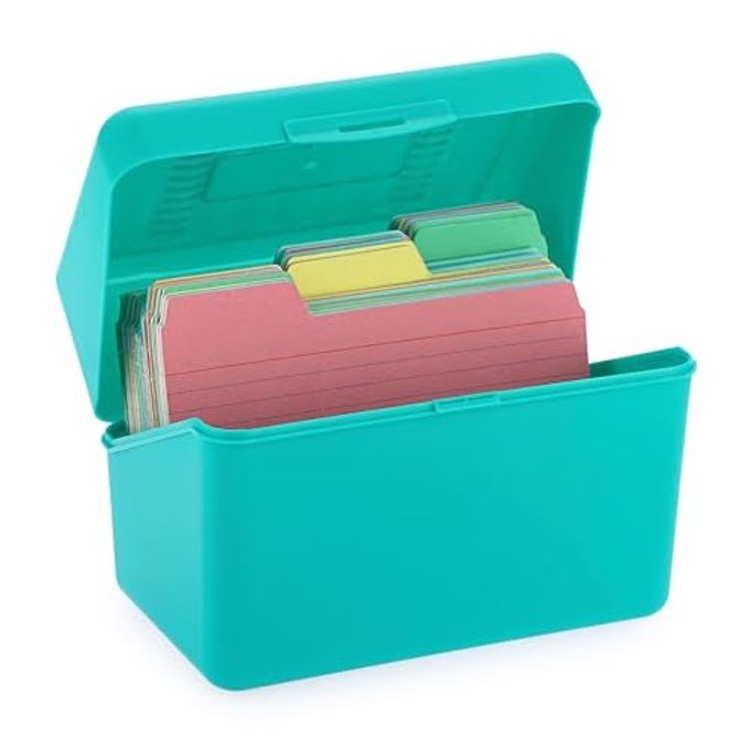 BTSKY 1 Pack 4 x 6 inch Index Card Box - Index Card Holder Notecard Box Recipe Organizer Plastic Storage Organizer for Filling Cards, Notes, Flashcards, Recipes, Green(Not Include Cards)