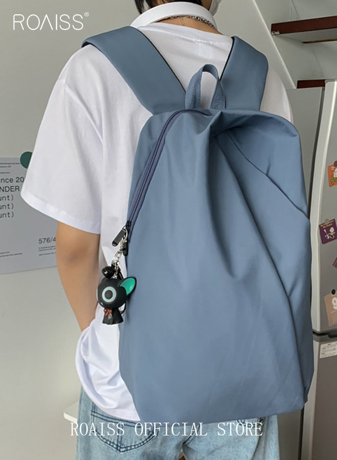 roaiss Functional Backpack Large Capacity Short Distance Travel Solid Color Design Light Business Style Student Backpack Computer Bag - Image 1
