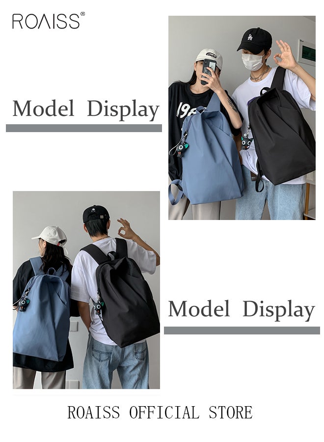 roaiss Functional Backpack Large Capacity Short Distance Travel Solid Color Design Light Business Style Student Backpack Computer Bag - Image 3