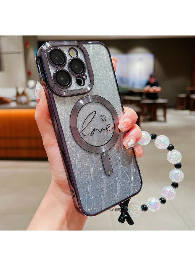 Zaboon Case For iPhone 12 Pro Max Dual-Love Leaves Gradient Glitter Bracelets Magsafe TPU Phone Case - Image 1