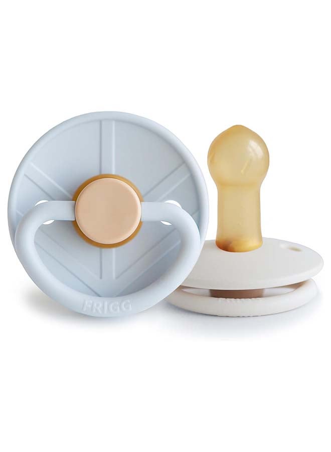FRIGG Little Viking Silicone Baby Pacifier 6-18M 2-Pack Powder Blue/Cream - Size 2 - Image 1