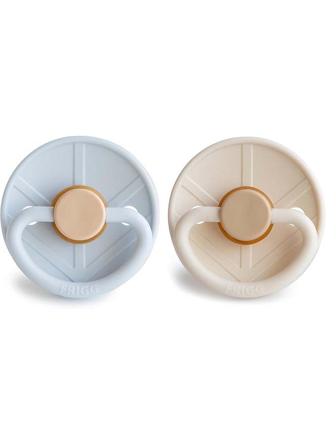FRIGG Little Viking Silicone Baby Pacifier 6-18M 2-Pack Powder Blue/Cream - Size 2 - Image 2