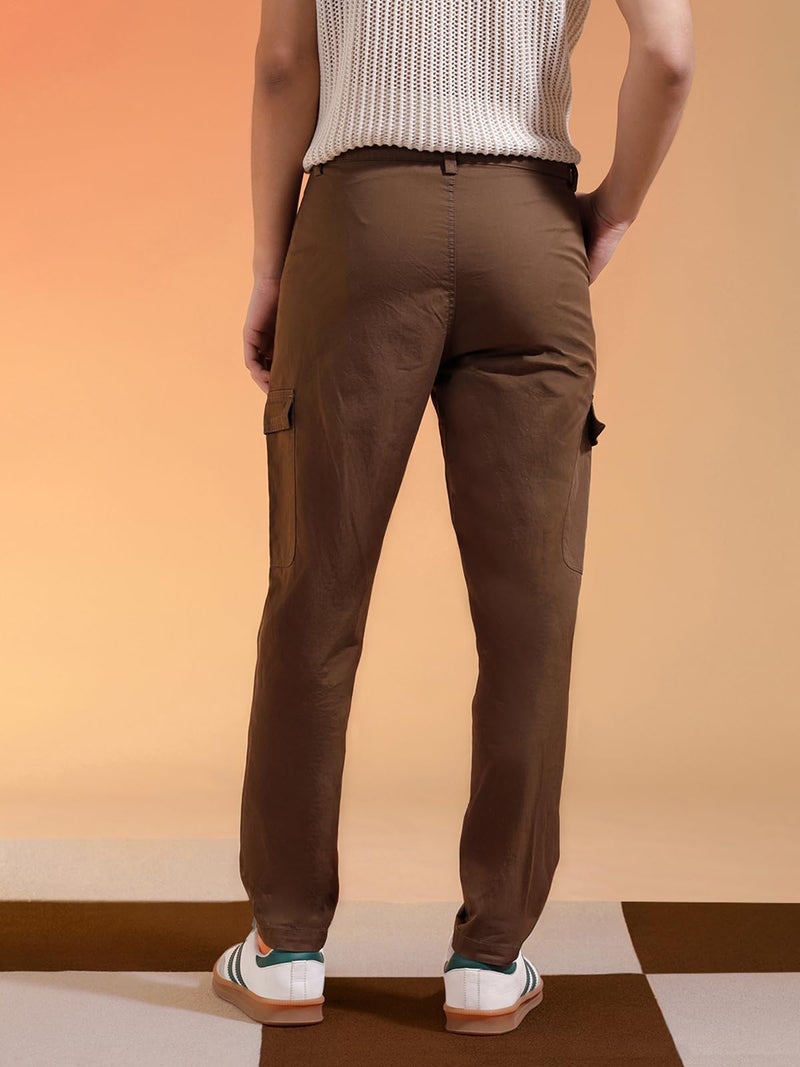 Veirdo® Men’s Cargo Pants | Regular Fit Utility Trousers with Pockets | Casual Stylish Bottoms Colors: Beige, Black & Brown | VD_WC1_BRN_M - Image 4