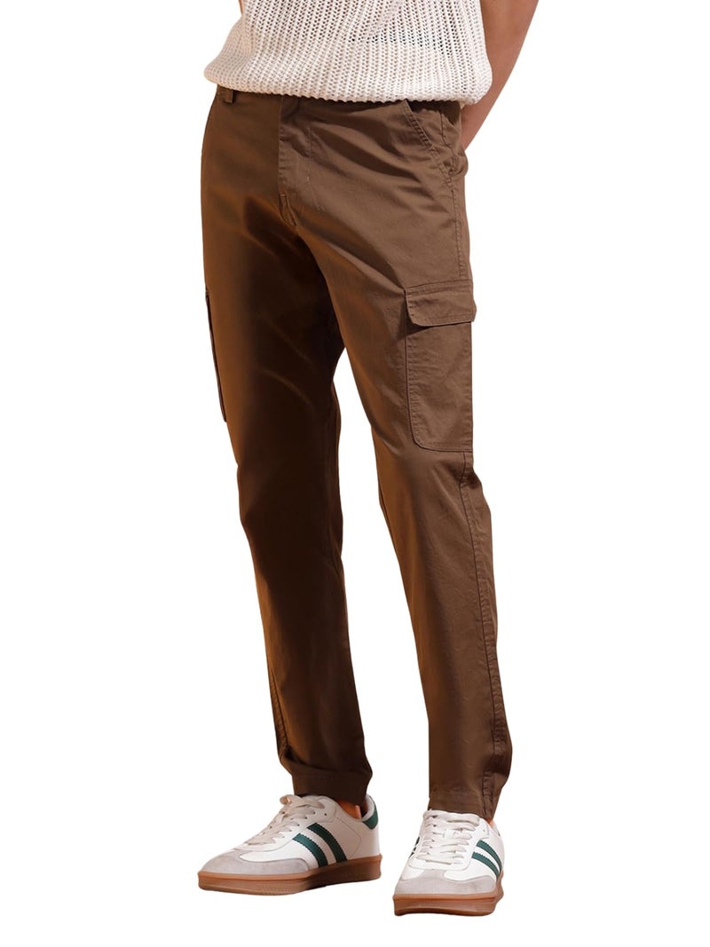 Veirdo® Men’s Cargo Pants | Regular Fit Utility Trousers with Pockets | Casual Stylish Bottoms Colors: Beige, Black & Brown | VD_WC1_BRN_M - Image 1