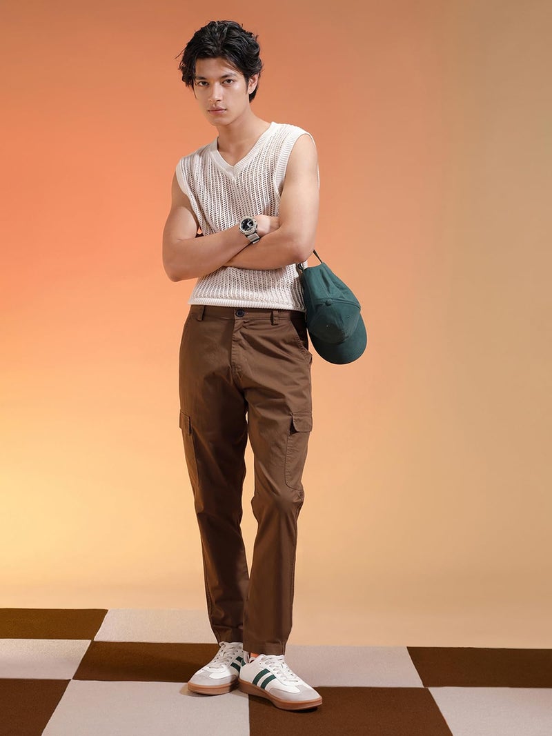 Veirdo® Men’s Cargo Pants | Regular Fit Utility Trousers with Pockets | Casual Stylish Bottoms Colors: Beige, Black & Brown | VD_WC1_BRN_M - Image 2