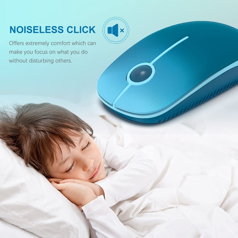 VssoPlor Wireless Mouse, 2.4G Slim Portable Computer Laptop Mouse with Nano Receiver Quiet Silent Optical Mice for Notebook, PC, Laptop, Computer-Gradient Blue - Image 2