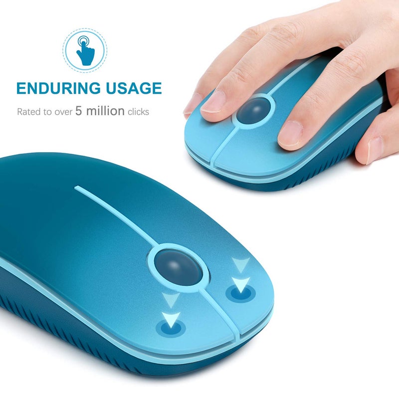 VssoPlor Wireless Mouse, 2.4G Slim Portable Computer Laptop Mouse with Nano Receiver Quiet Silent Optical Mice for Notebook, PC, Laptop, Computer-Gradient Blue - Image 3