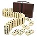 Playbees Jumbo Double Six Dominoes Set 28 White Classic Tiles in Faux Leather Case Fun Educational Toy for Kids Boys Girls Classroom Kit Classic Game Night Party Favors Set TravelFriendly - Image 3