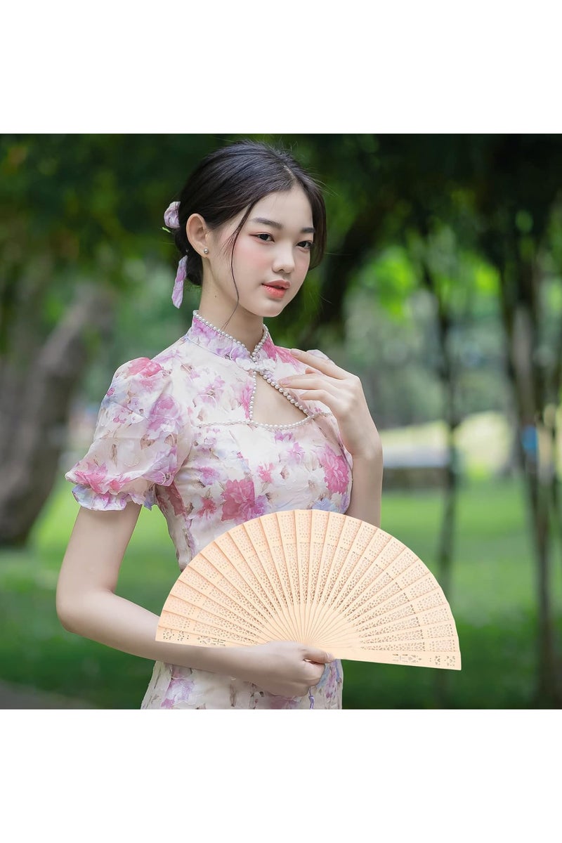 Hand Fan, Hand Fan Folding Hand Held Fans Folding Chinese Classical Style Hand Fans for Women Folding Bamboo Fan Wooden Fans Handheld for Birthday, Wedding,...  - Image 2